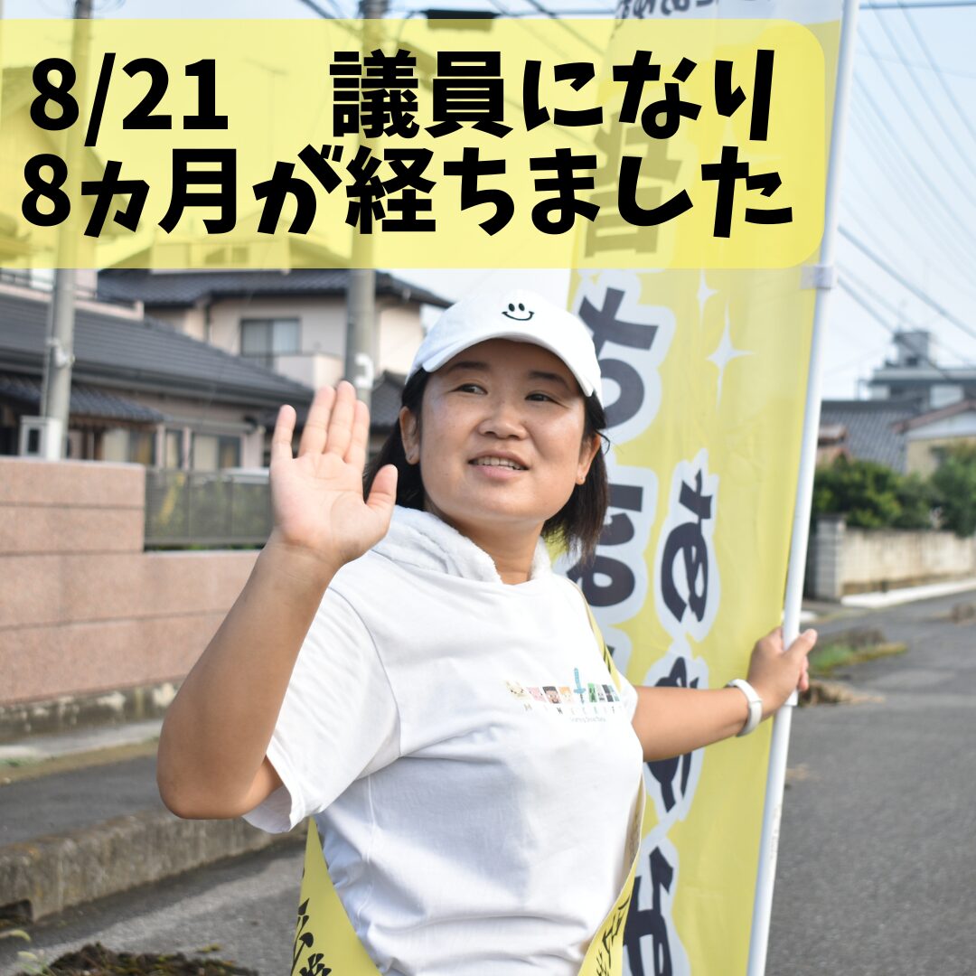 議員になって8ヵ月が経過しました